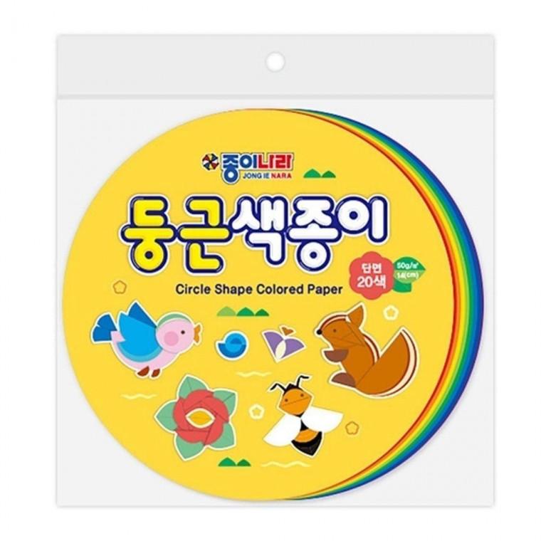 (종이나라) 4000 손쉬운 단면 둥근색종이 (20색 100매) (1개입)