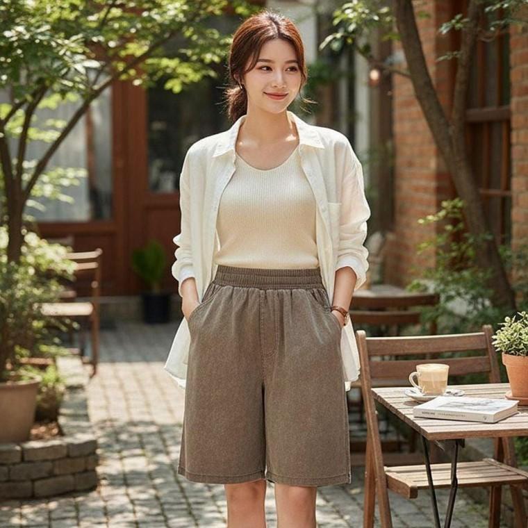남성 여성 스타일 여름 워싱 데님 버뮤다팬츠 반바지 3색