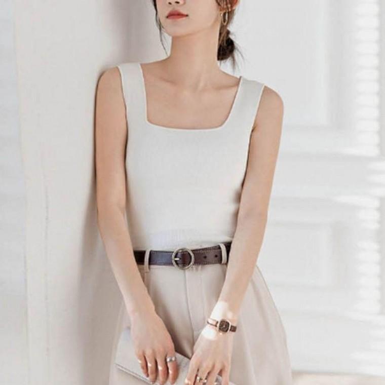 데일리 끈나시 강력 스퀘어넥 상체 날씬해 보이는 탄탄 슬리브리스