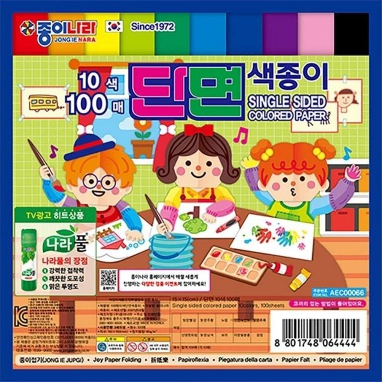 종이나라 3000 고정력좋은 100매 10색 단면색종이 (1개입)