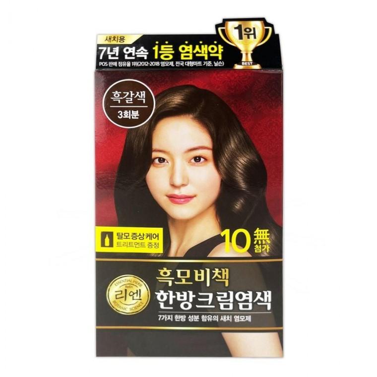 리엔 흑모비책 한방 새치 염색 크림 흑갈색 3회분 -O