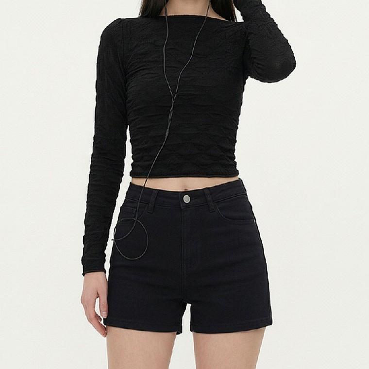 여성 데일리룩 하이웨스트 쫀쫀스판 숏팬츠
