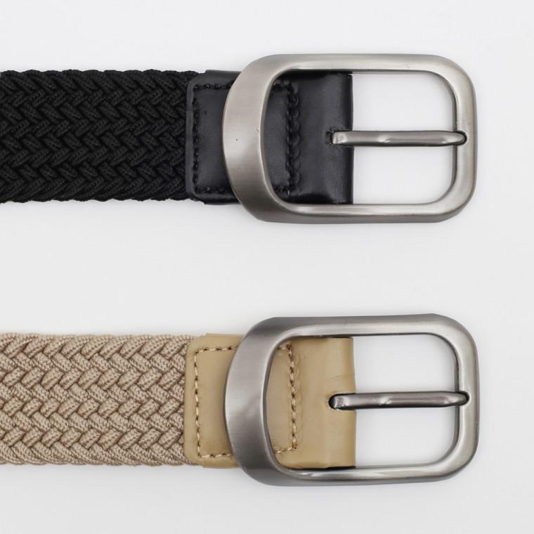 포인트 핀버클 꽈배기 벨트 2p세트(BK BE) 탄력 패브릭벨트