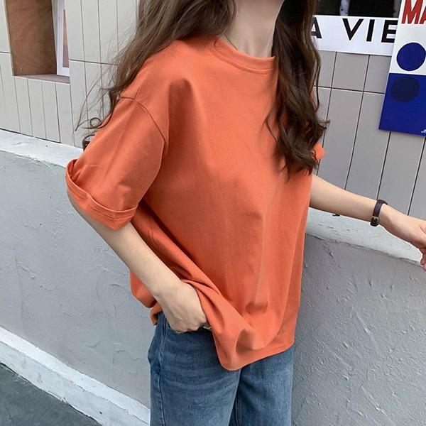 여성 라운드 이너티 베이직 무지 반팔티 LK-T19