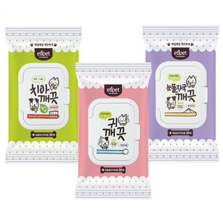 [2개묶음]에티펫 세정 물티슈 30매 반려동물용