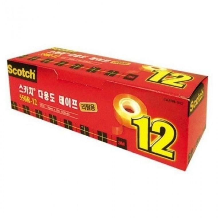 3M 다용도테이프리필 오피스팩 18mm30M 12롤550R 12 테이프 셀로판 컷터류 리필 다용도 3M
