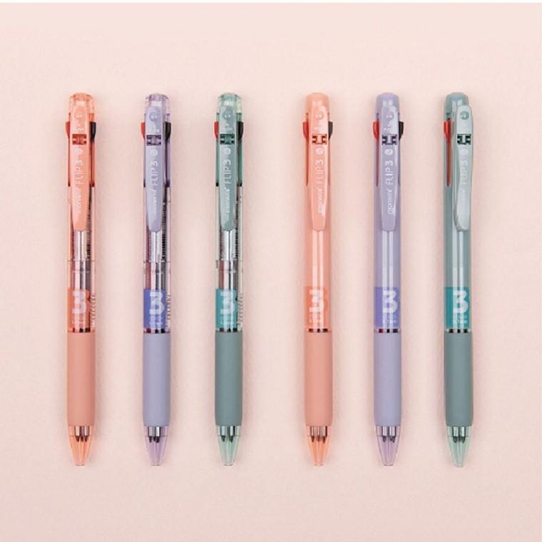 모나미 플립 3색컬러 멀티펜 0.5mm 1타12개입 필기구 플립 볼펜 3색 모나미 멀티펜