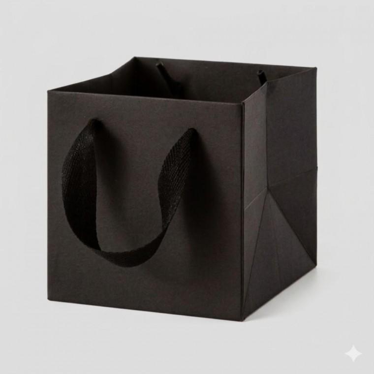 20cm 블랙 정사각 종이가방 바닥 넓은 무지 쇼핑백 선물 포장 가방 종이백 포장백 디저트