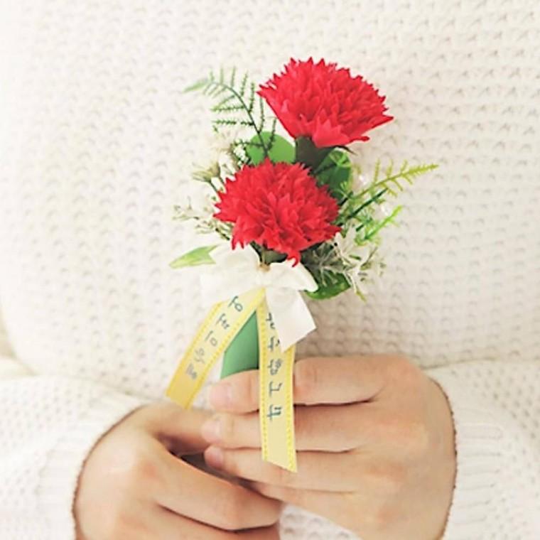 부모님 카네이션 가슴 레드 스승의날 핑크 핀 비누꽃 코사지