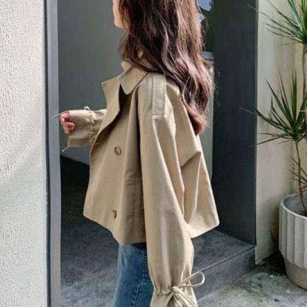 더블 여성자켓 세련된 단정한 디자인 숏트렌치