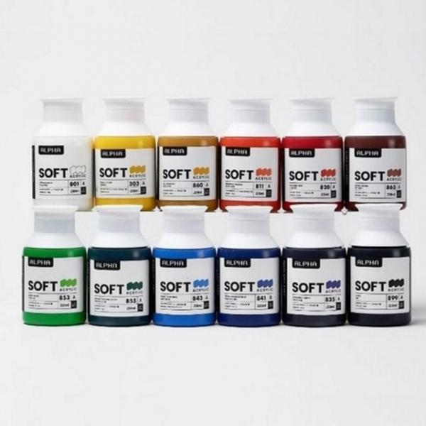 아크릴 물감 소프트 바디 물감 초보자용 전문가용 12색 아트 용품 다양한색상 일러스트용 250ml 예술용