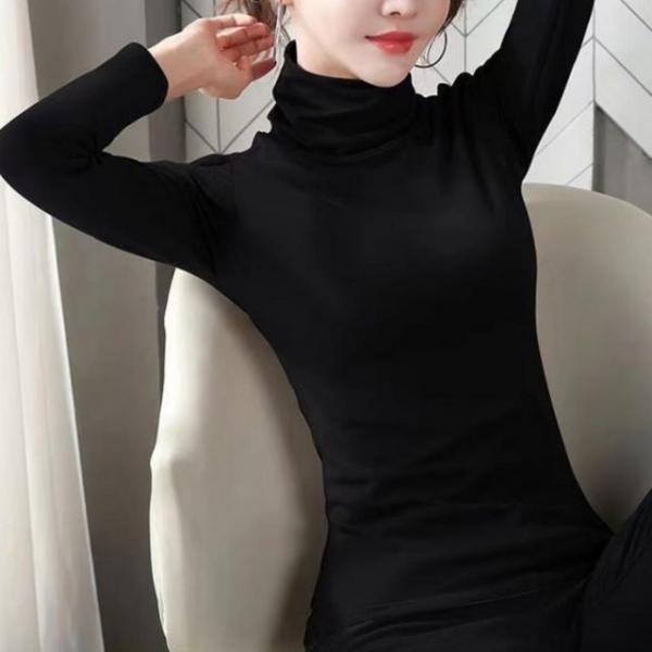 여성 겨울 터틀넥 목티 이너 레이어드 목폴라 티셔츠