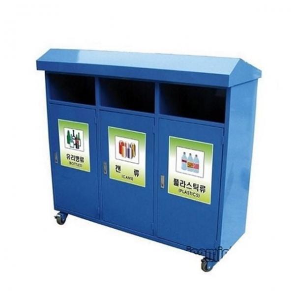 실외 분리수거함 재활용 분리수거함 야외 이동식 산업용 철제 3칸 대형 음식물