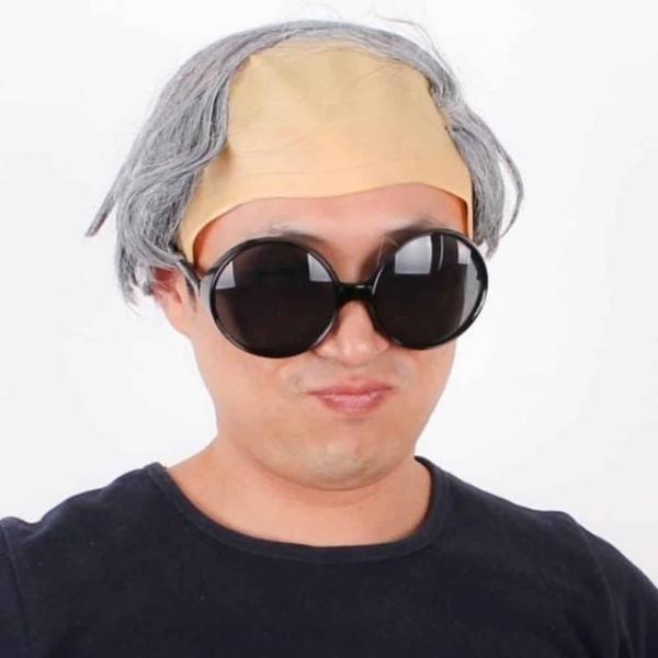 할로윈 2대8 대머리 가발 할아버지분장 네컷사진가발