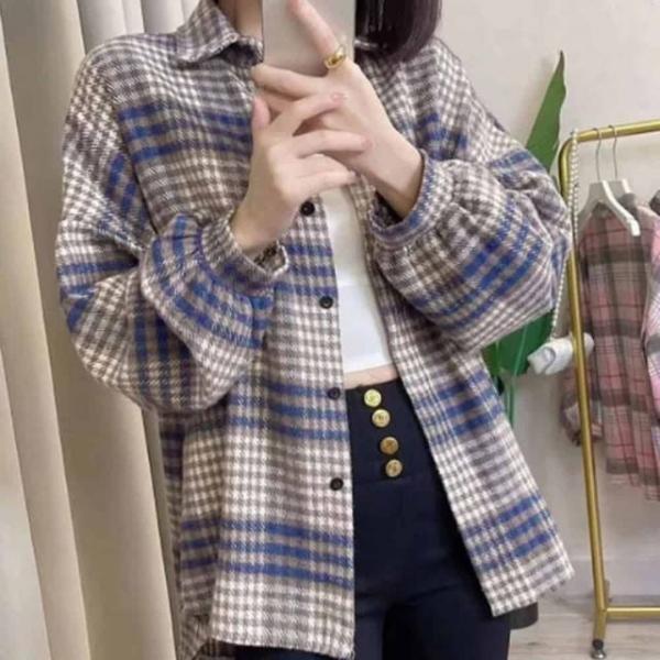 오버핏셔츠 셔츠 체크 루즈핏셔츠 오버핏 모직
