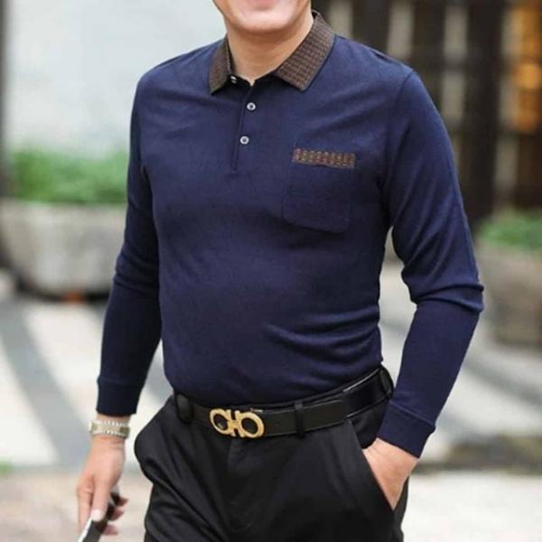 중년 긴팔 남자 겨울카라티 티셔츠 간절기티셔츠