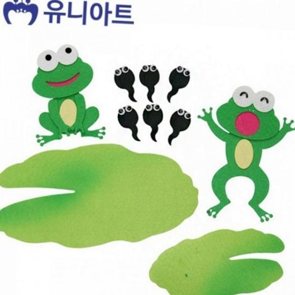 게시판 만들기 유치원 개구리 장식물 꾸미기 펠트 재료 미술 펠트지 올챙이 장식용 수공예 미술용 어린이