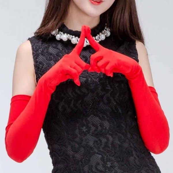 할로윈 파티 롱장갑 55cm 레드 코스프레분장 공연장갑