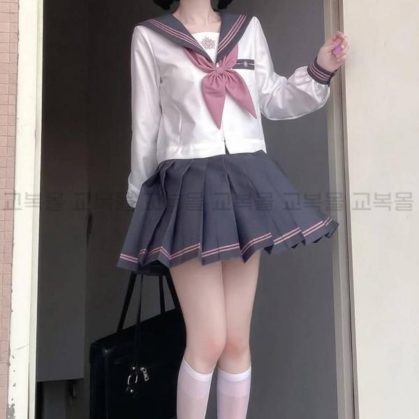 (대여) 그레이 핑크라인 세라복 세트(긴팔) 교복 학생