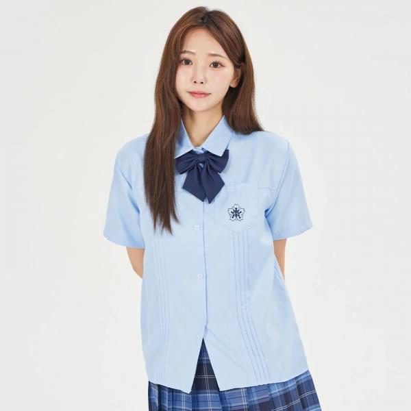 (대여)블루 포켓 여자 하복셔츠 교복 학생복.