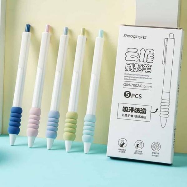 실리콘 0.5mm 중성펜 5종 검정펜 필기펜