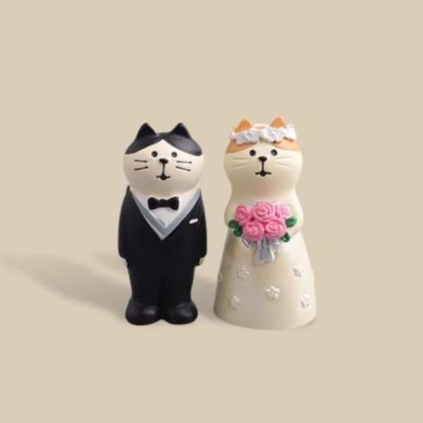 고양이 웨딩피규어 신랑신부인형 커플피규어선물 결혼식 웨딩오브제 부부피규어 미니어처