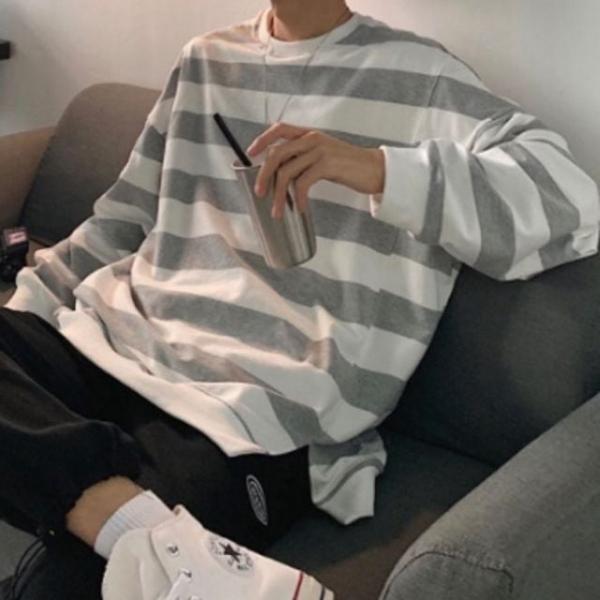 남자 맨투맨 티셔츠 남자 긴팔티 단가라티 프리 3색