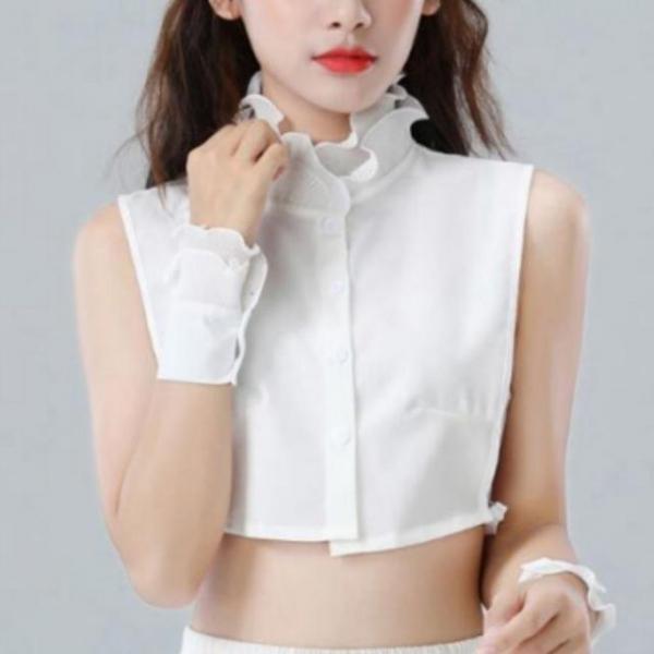 레이어드 목카라 레이스 하이넥 페이크 카라 이너 셔츠