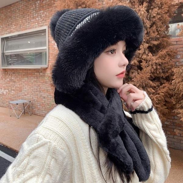 라오리 보들보들 따듯한 겨울 털모자 후드머플러