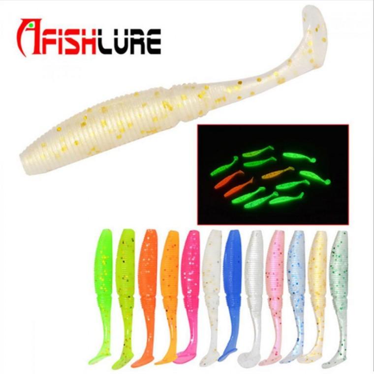 AFISHLURE 2인치 야광 그럽웜 쉐드웜 벌크