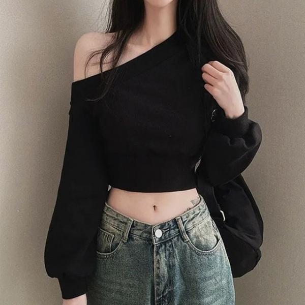 트렌디핏 원숄더 숏기장 긴팔티