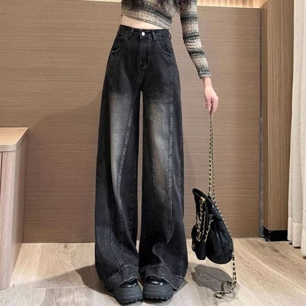 다크워싱 빈티지 롱 와이드 데님팬츠