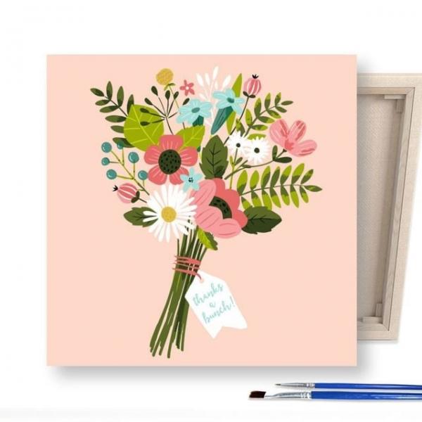 DIY 미니 꽃다발 25X25 캔버스 그림그리기 페인팅