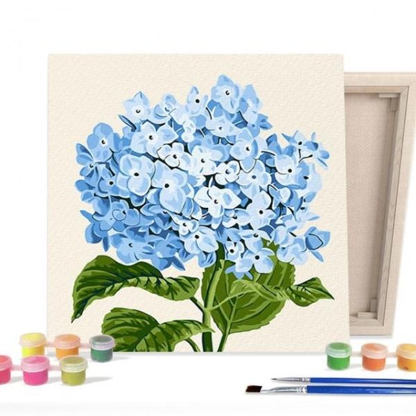 DIY 히트 블루 수국 25X25 캔버스 그림그리기 페인팅