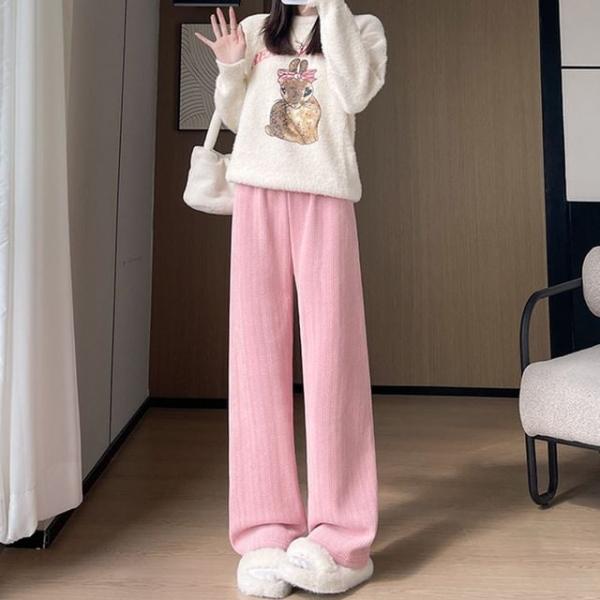1005611 겨울 기모 와이드 스노우 팬츠 이삭 패턴