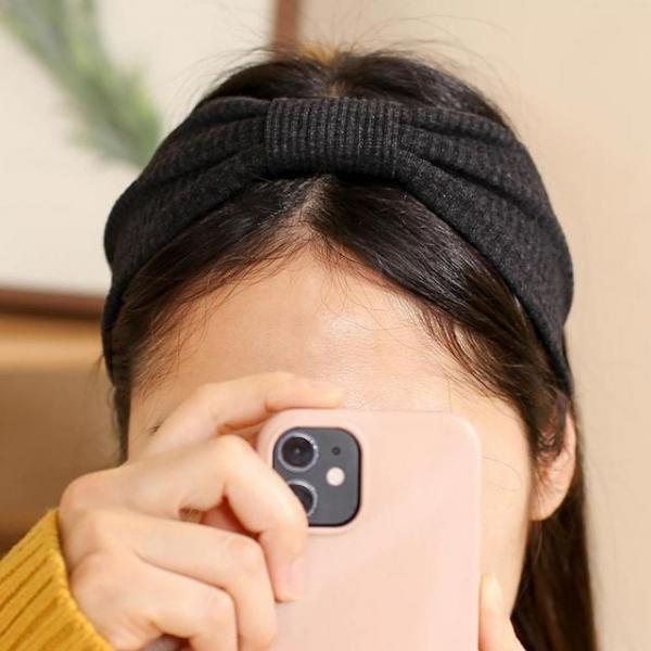 데일리머리띠 디자인머리띠 엔젤슈슈 리본 골지 터번 진그레이