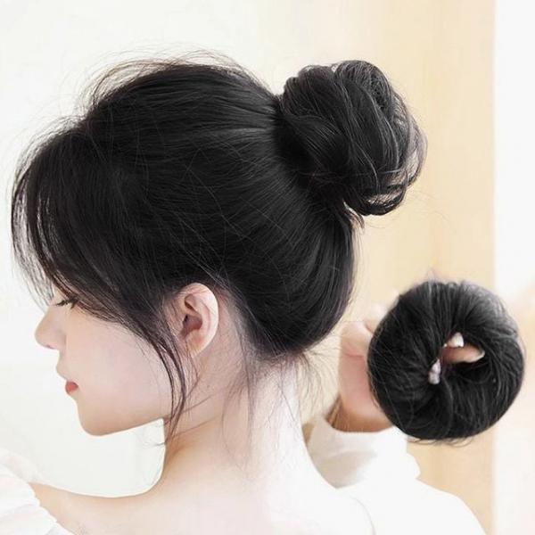 당고머리 똥머리 언니네 가발 인모 올림머리 곱창밴드 생머리 블랙