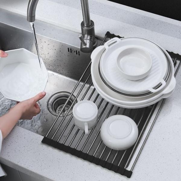 그릇건조대 접시건조대 리빙홈 싱크롤 선반 15롤 블랙 (37cm)