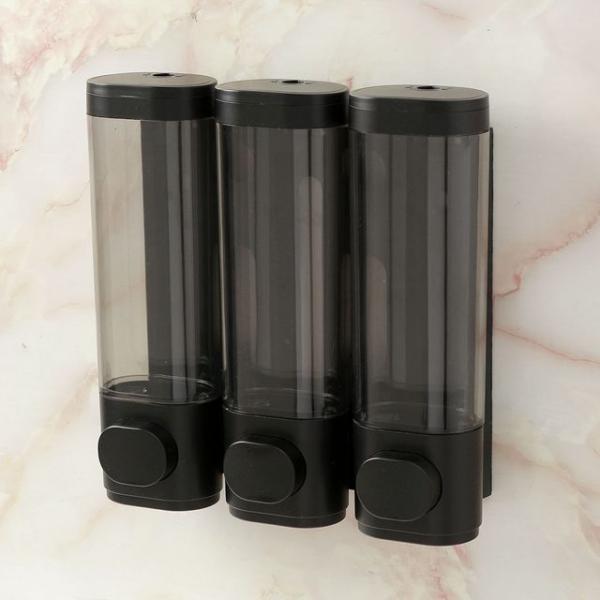 잠금락 벽걸이 물비누 디스펜서 3구 샴푸디스펜서 (300ml) (블랙)