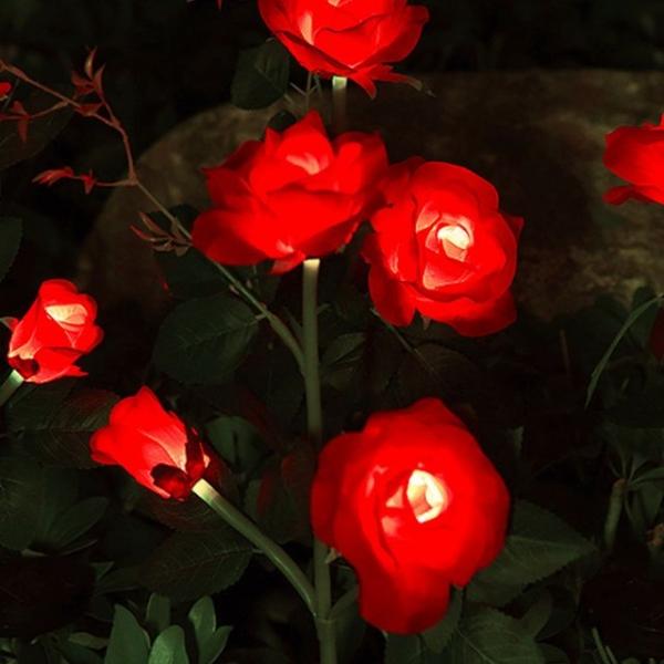 태양열정원등 태양열조명 솔라가든 장미 LED 태양광 꽃정원등 레드