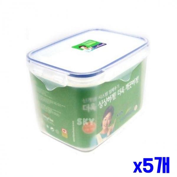 플라스틱 간편 밀폐용기 직사각 3.0L x5개 주방용품