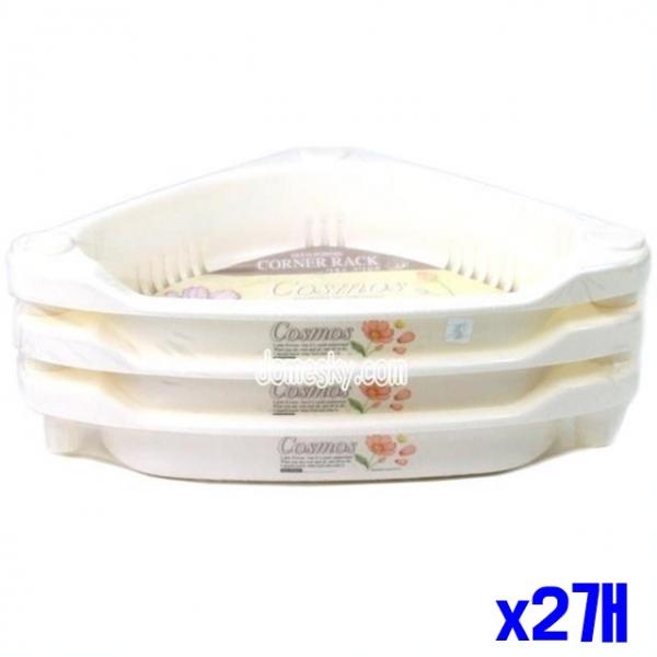 물빠짐 화이트 3단 코너선반 x2개 욕실코너선반