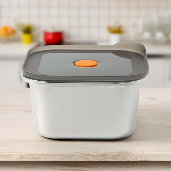 온프레시 전자레인지 스텐 밀폐용기 정사각 진공 반찬통 (800ml)