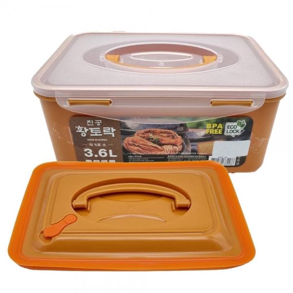 황토락 김치통 5호 소 3.6L 누름판포함 절임 밀폐용기