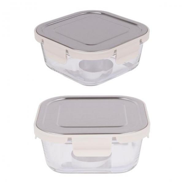 스텐 내열 정사각 밀폐용기 800ml 3호