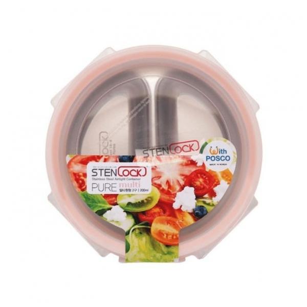 스텐락 밀폐용기 원형 멀티 나눔 스텐 반찬통 200ml