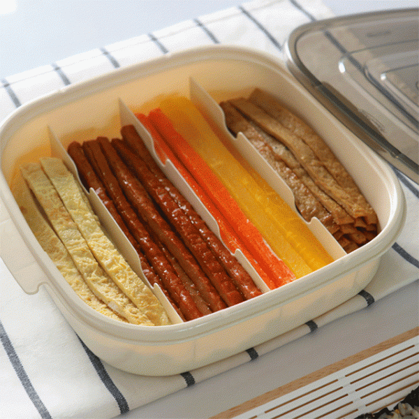 날짜표시 김밥재료 칸칸 보관용기 도시락 김발 증정