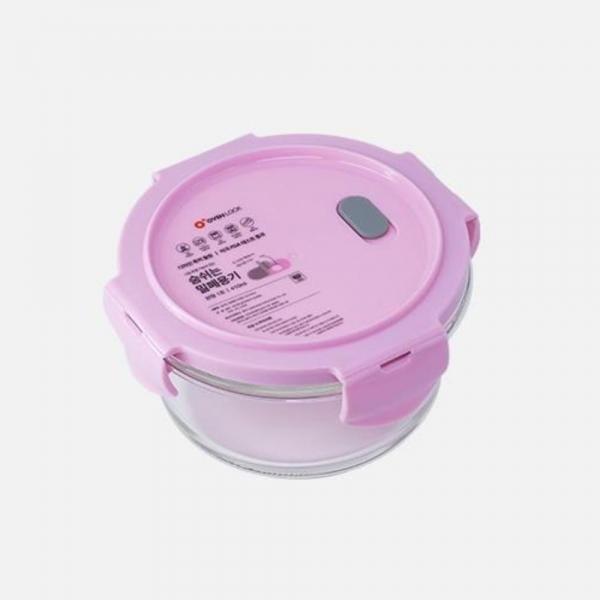 원형 유리 밀폐용기 410ml 유리보관통 유리반찬용기