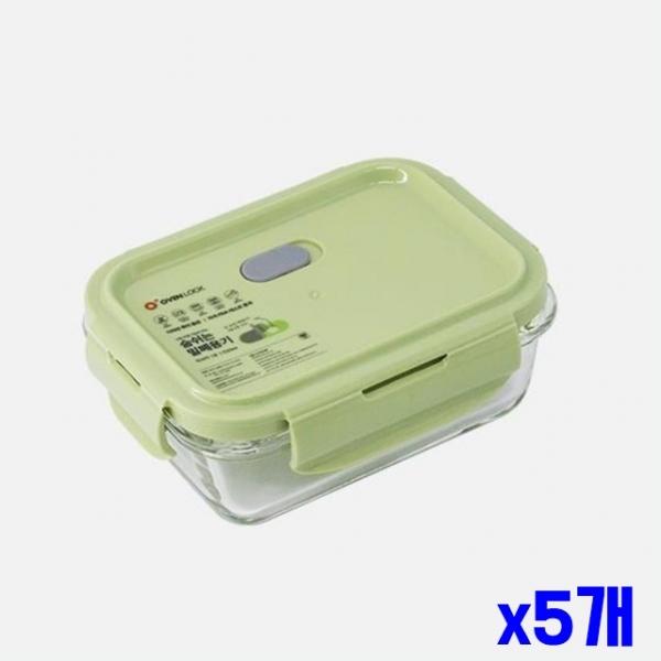 신선 직사각 유리 밀폐용기 330ml x5개 음식보관 보관