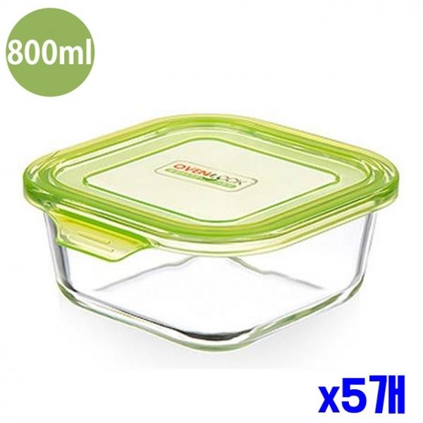정사각형 유리밀폐용기 800ml x5개